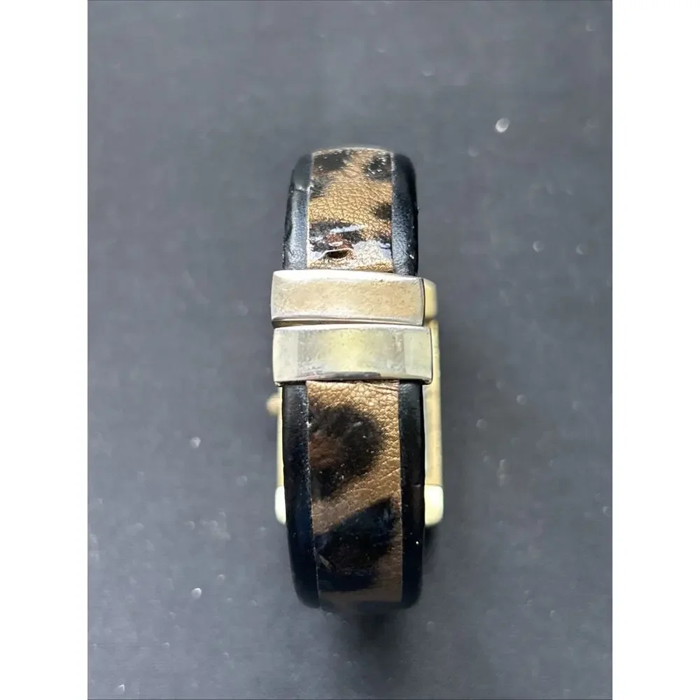 Gold Tone Cheetah Print Band Women’s Cuff Watch